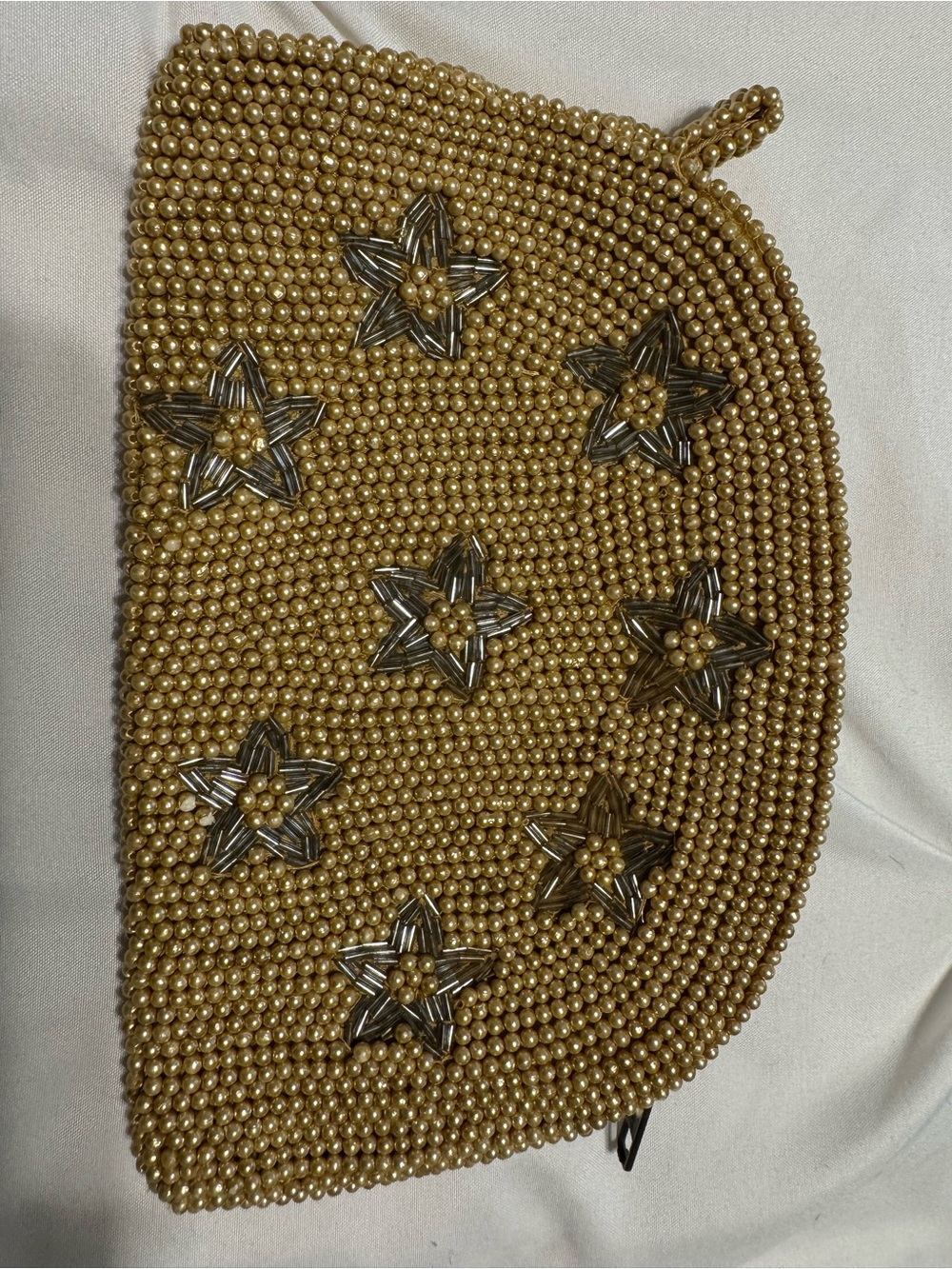 Gold Beaded Star Embellished Clutch